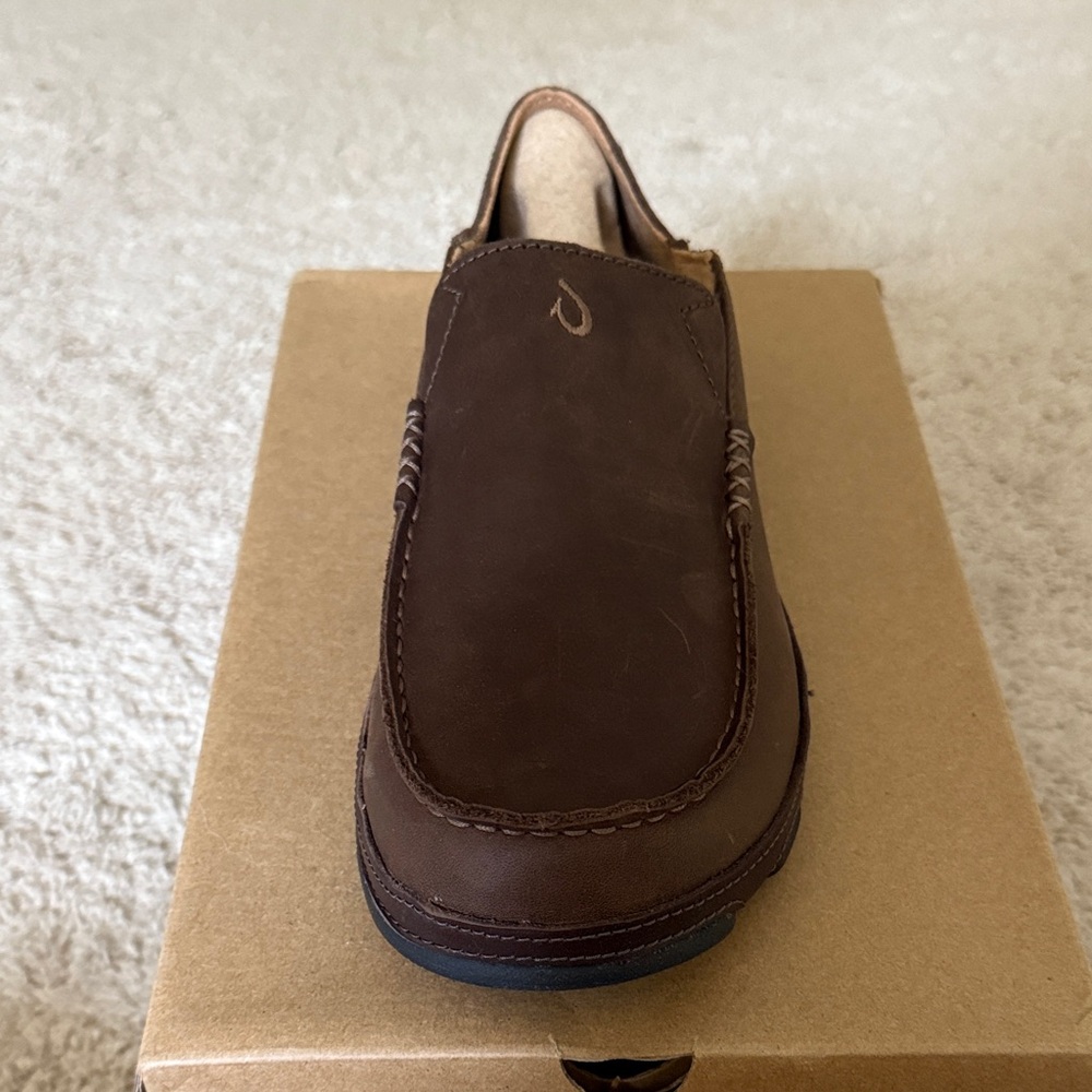 OluKai Men's Moloa Dark Brown Slip-On Loafers